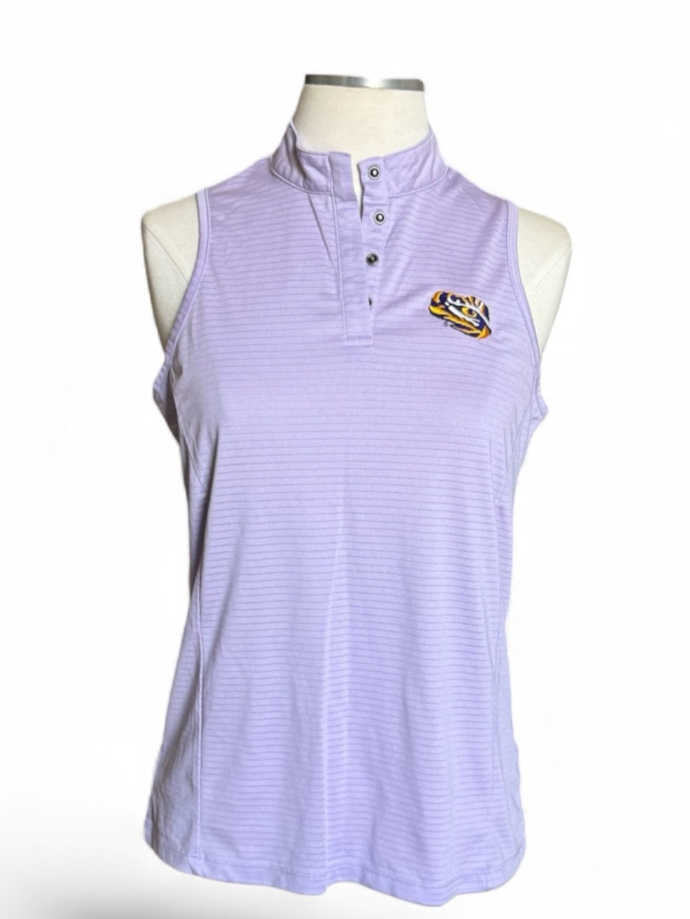 NWOT Columbia Golf Size Small Lavender Snap Placket Sleeveless Polo Poly/Spandex